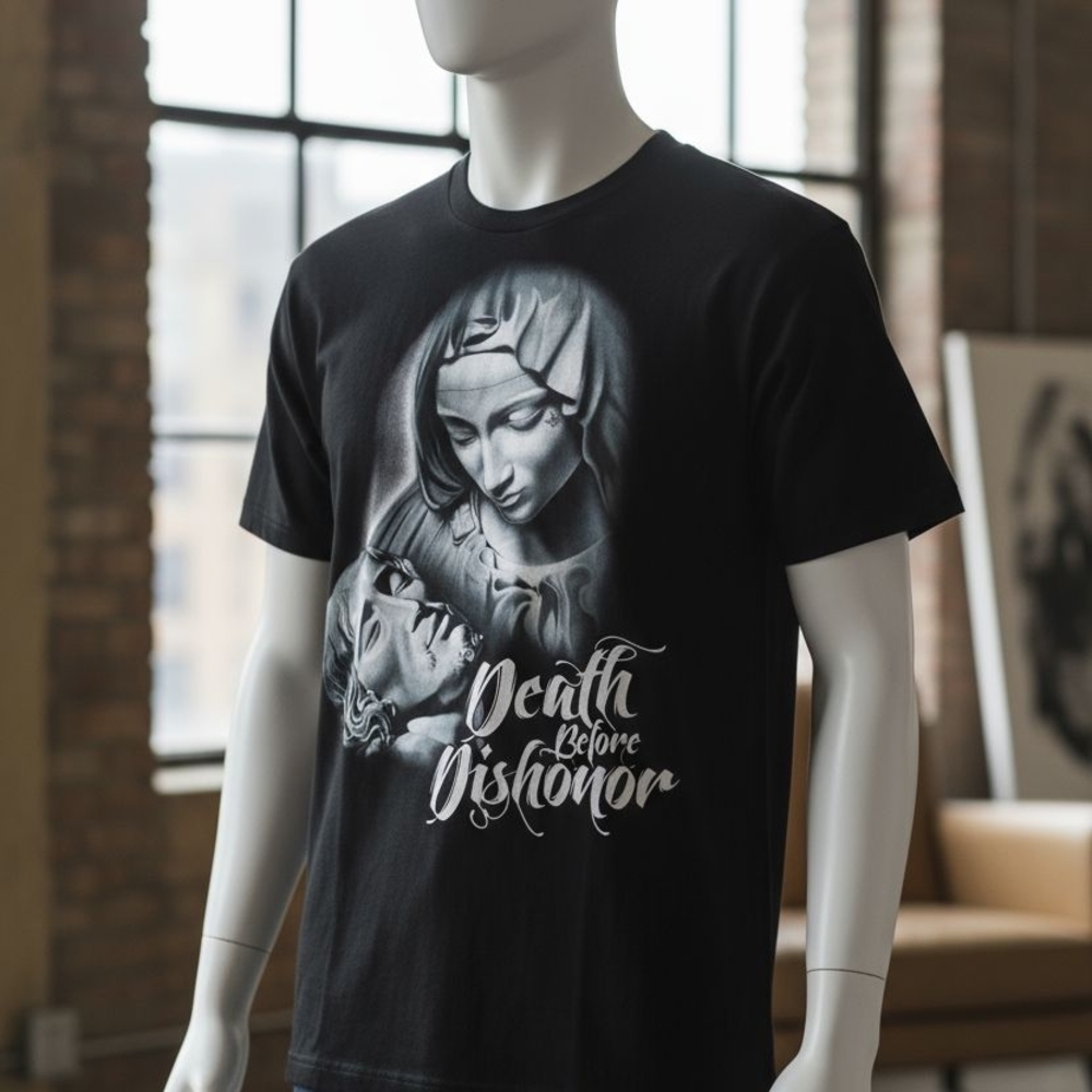 Mafioso Death Before Dishonor Black T-Shirt, NWT